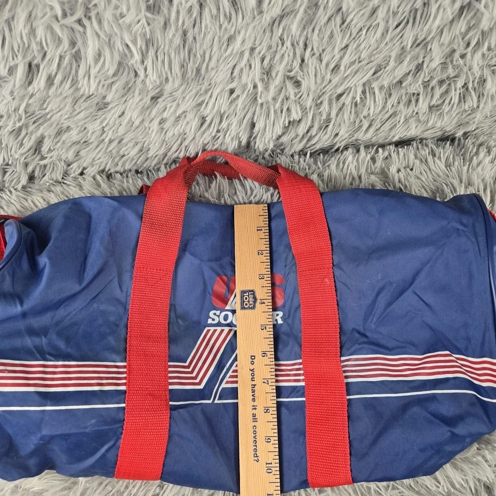 US‎ Soccor Blue 19x9x10 Nylon Shoulder & Hand Straps Duffle Bag *Flaw